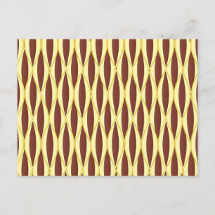 Mid-Century Ribbon Print - brown and gold Postcard