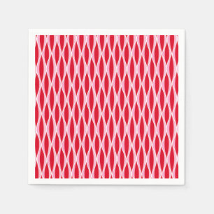 Mid-Century Ribbon Print, Deep Coral Red and Pink Napkin