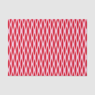 Mid-Century Ribbon Print, Deep Coral Red and Pink Tissue Paper