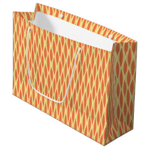 Mid-Century Ribbon Print - orange and yellow Large Gift Bag