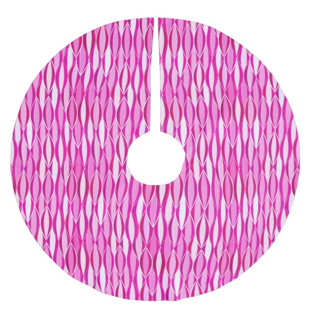 Mid-Century Ribbon Print - orchid and violet Brushed Polyester Tree Skirt (Front)