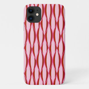Mid-Century Ribbon Print - pink and burgundy iPhone 11 Case