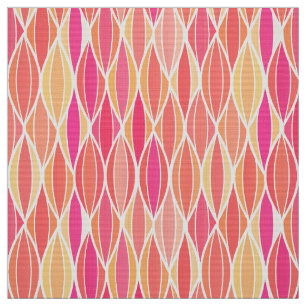 Mid-Century Ribbon Print - pink, coral and gold Fabric