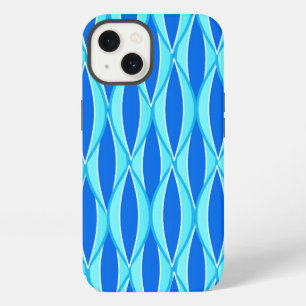 Mid-Century Ribbon Print - shades of blue iPhone Case