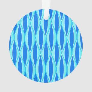 Mid-Century Ribbon Print - shades of blue Ornament