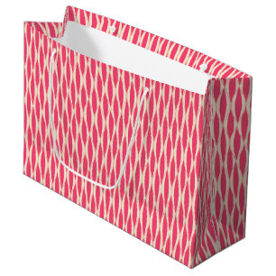 Mid-Century Ribbon Print - shades of coral Large Gift Bag