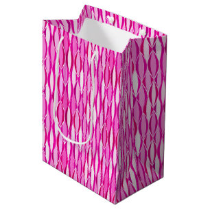 Mid-Century Ribbon Print - shades of fuchsia pink Medium Gift Bag