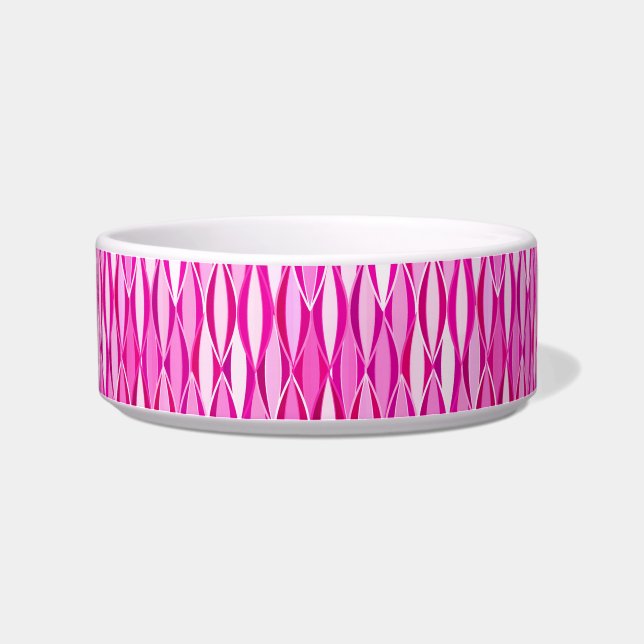 Mid-Century Ribbon Print - shades of magenta pink Bowl (Left)