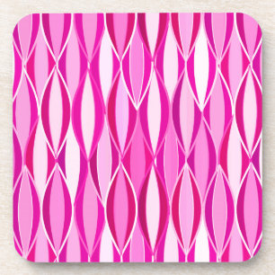 Mid-Century Ribbon Print - shades of magenta pink Coaster