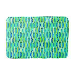 Mid-Century Ribbon Print - turquoise and lime Bath Mat