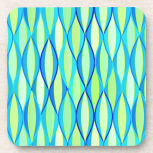 Mid-Century Ribbon Print - turquoise and lime Coaster