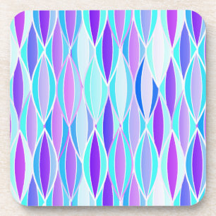 Mid-Century Ribbon Print - violet and aqua Coaster