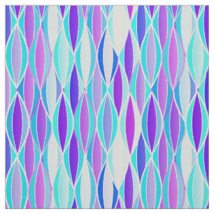 Mid-Century Ribbon Print - violet and aqua Fabric