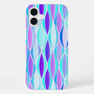 Mid-Century Ribbon Print - violet and aqua iPhone Case