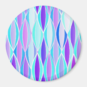 Mid-Century Ribbon Print - violet and aqua Magnet