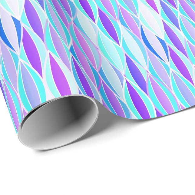 Mid-Century Ribbon Print - violet and aqua Wrapping Paper (Roll Corner)