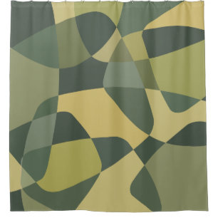 Mid Century Rock Layers Green Shower Curtain
