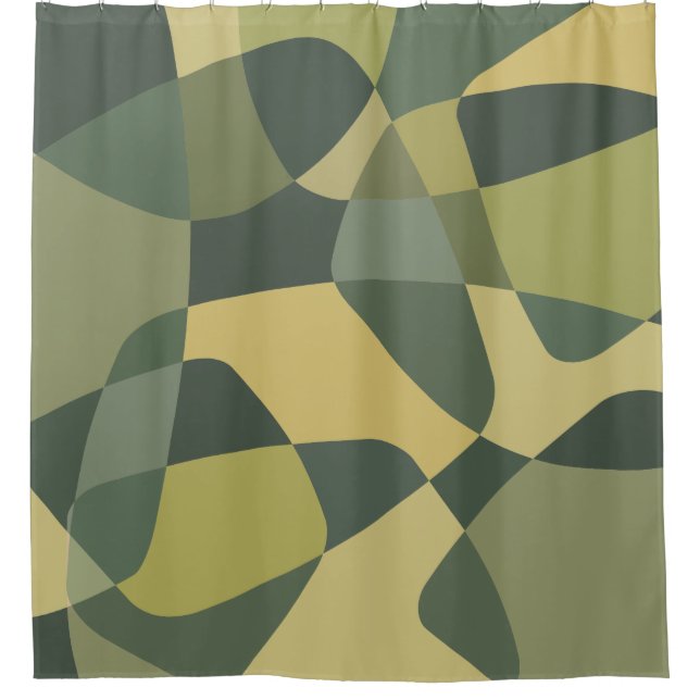 Mid Century Rock Layers Green Shower Curtain (Front)