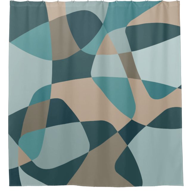 Mid Century Rock Layers Teal Shower Curtain (Front)