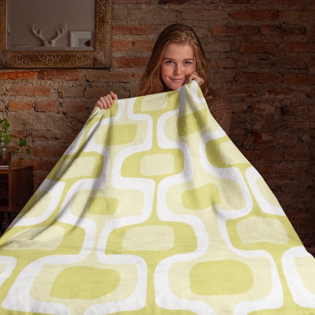 Mid-Century Rounded Rectangle Chartreuse Fleece Blanket (Creator Uploaded)