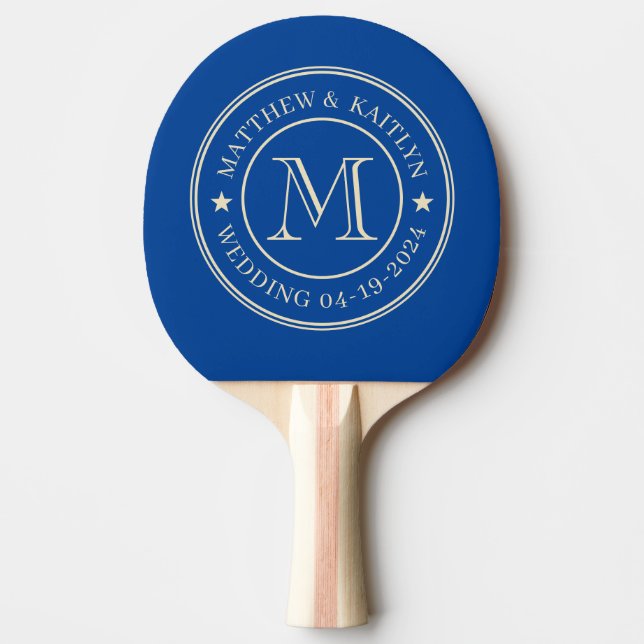 Mid-Century Royal Wedding Monogram Star Ping Pong Paddle (Front)