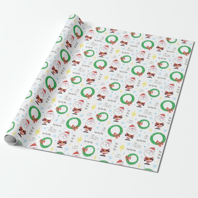 Mid Century Santa Wrapping Paper (Unrolled)
