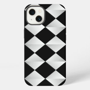 Mid-Century Satin Diamonds - black and white iPhone Case