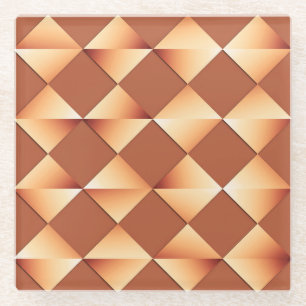 Mid-Century Satin Diamonds - copper and brown Glass Coaster