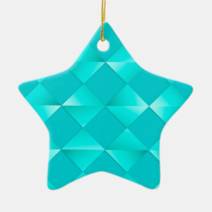 Mid-Century Satin Diamonds - turquoise & aqua Ceramic Ornament