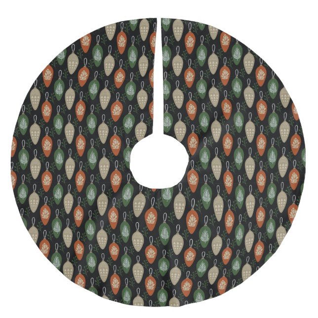 Mid Century Scandinavian Ornaments Brushed Polyester Tree Skirt (Front)