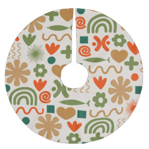 Mid-Century Scandinavian Retro Christmas Pattern Brushed Polyester Tree Skirt