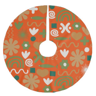 Mid-Century Scandinavian Retro Christmas Pattern Brushed Polyester Tree Skirt