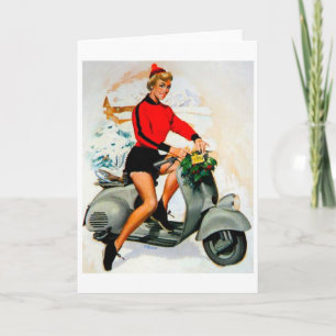 Mid-century Scooter Beauty Holiday Card