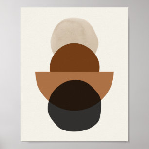 Mid century shapes brown beige black poster