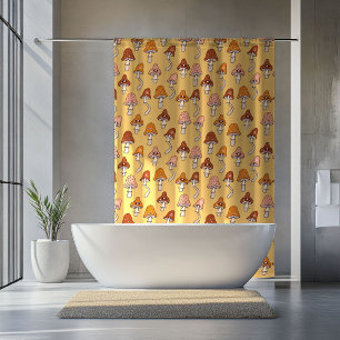 Mid-Century Shower Curtain Copper & Pink Pop