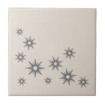 Mid-Century Silver Starbursts Ceramic Tile<br><div class="desc">Mid-century modern inspired design featuring vintage retro silver starbursts in an organic design on a light bone-coloured background. Simple,  clean modern design.</div>