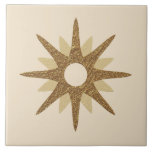 Mid-Century Single Gold Starburst | Large Ceramic Tile<br><div class="desc">Mid-century modern inspired design featuring a single vintage retro gold starburst on a beige background. Simple, clean modern design. Create your own custom tile by uploading a new image, or use the "message" button to contact the designer for help. To create your own design: 1. Select personalise this template. 2....</div>
