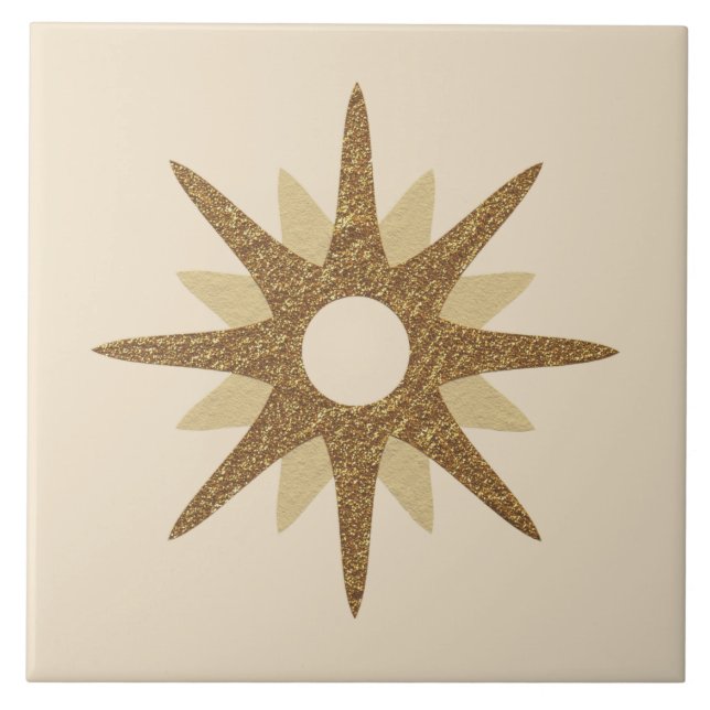 Mid-Century Single Gold Starburst | Large Ceramic Tile (Front)