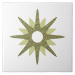 Mid-Century Single Green Starburst | Large Ceramic Tile<br><div class="desc">Mid-century modern inspired design featuring a single vintage retro green starburst on a white background. Simple, clean modern design. Create your own custom tile by uploading a new image, or use the "message" button to contact the designer for help. To create your own design: 1. Select personalise this template. 2....</div>