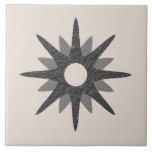 Mid-Century Single Silver Starburst | Large Ceramic Tile<br><div class="desc">Mid-century modern inspired design featuring a single vintage retro silver starburst on a bone-coloured background. Simple, clean modern design. Create your own custom tile by uploading a new image, or use the "message" button to contact the designer for help. To create your own design: 1. Select personalise this template. 2....</div>