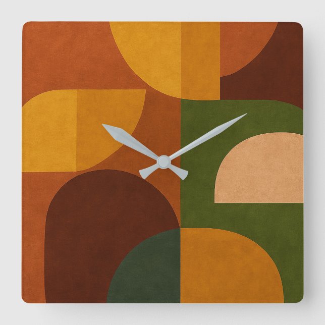 Mid-Century Soul Pattern Square Wall Clock (Front)