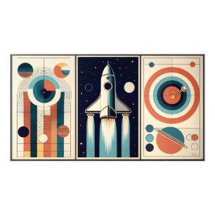 Mid Century Space Age Art Galaxy Navigation Photo Print