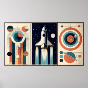Mid Century Space Age Art Galaxy Navigation Poster