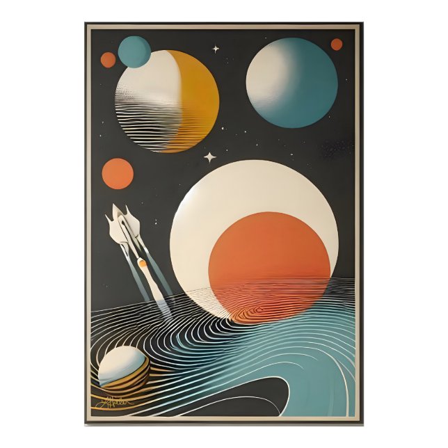 Mid Century Space Age Art Galaxy Waves Photo Print (Front)