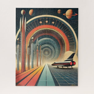 Mid Century Space Age Art Wormhole Port Jigsaw Puzzle