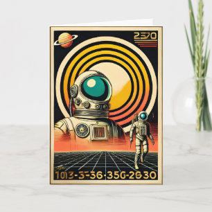 Mid Century Space Age Astronaut Landing Art Card