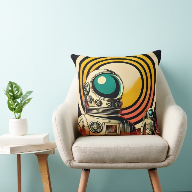 Mid Century Space Age Astronaut Landing Art  Cushion (Chair)