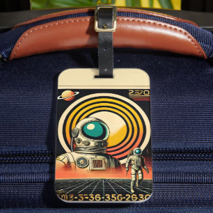 Mid Century Space Age Astronaut Landing Art Luggage Tag