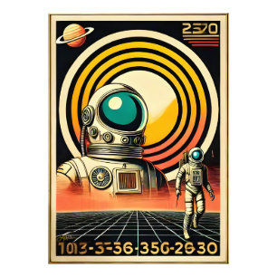 Mid Century Space Age Astronaut Landing Art Photo Print