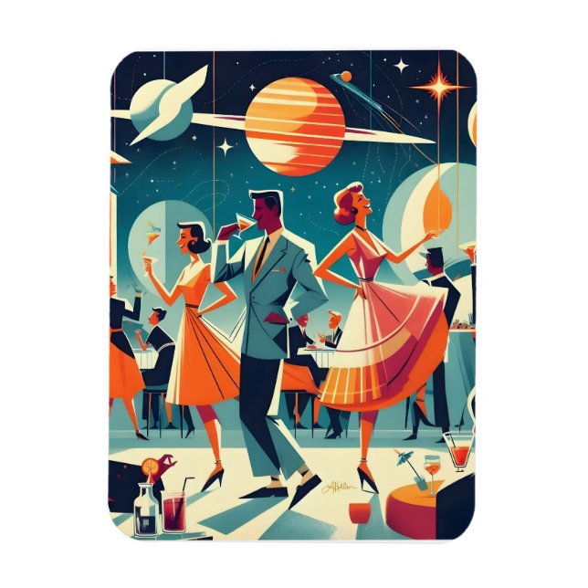 Mid Century Space Age Cocktail Party Magnet (Vertical)